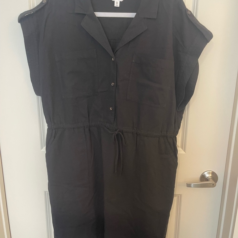 Time and Tru Black Linen-like Dress